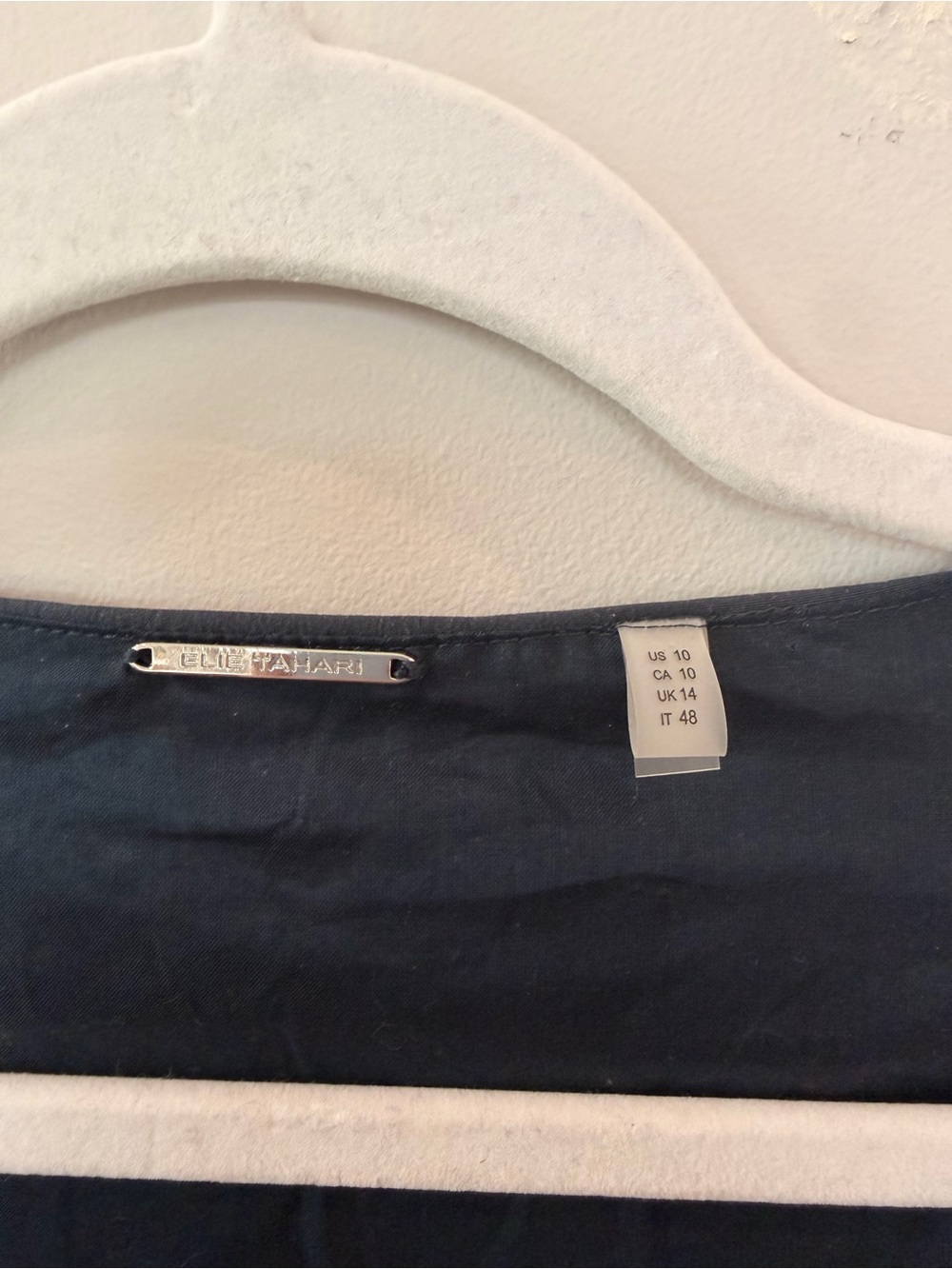 Elie Tahari Black Midi Dress with Blue & White Floral Trim - Picture 2 of 2